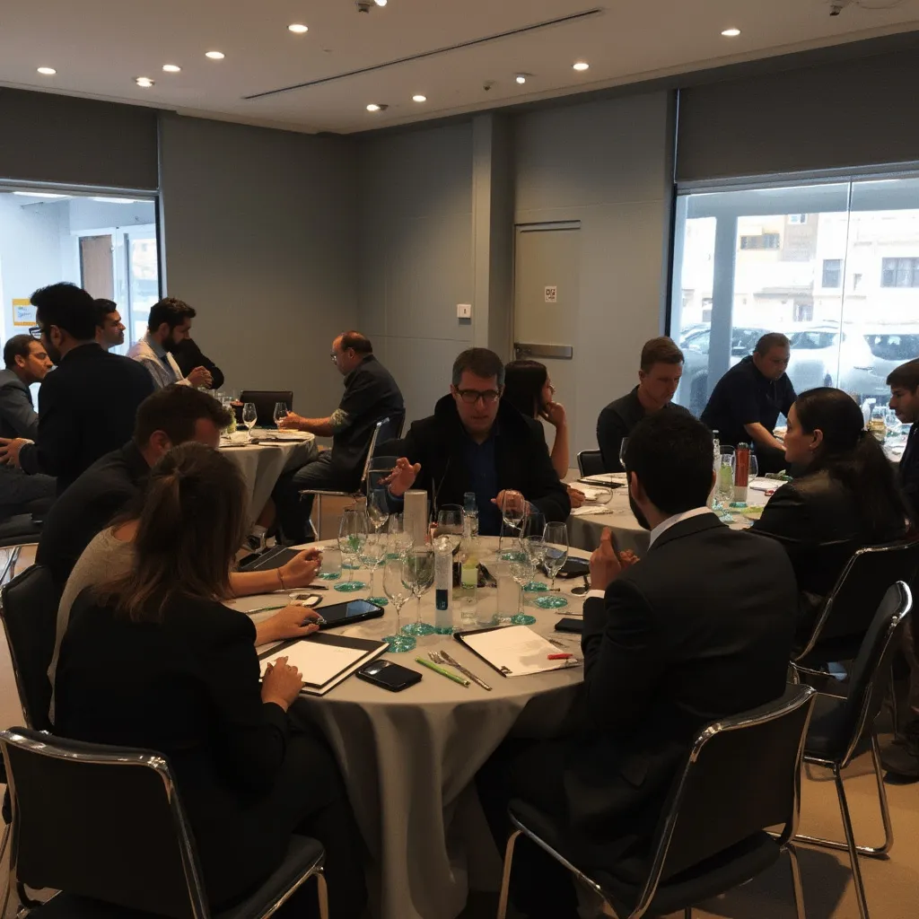 Equipo de FinArg Consult en un evento de networking financiero en Argentina